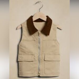Kids Tan Vest with Brown Collar